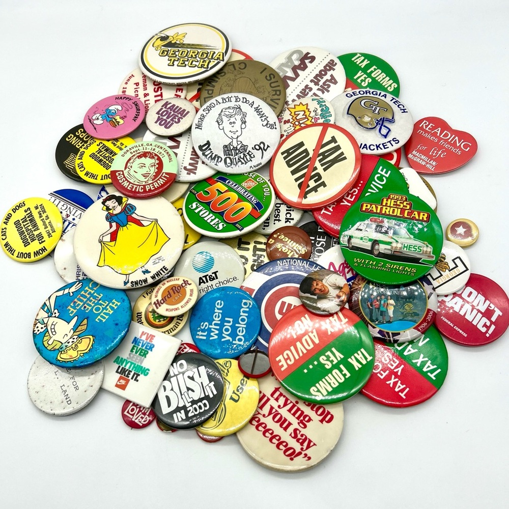 Vtg Pinback Button Lot Advertising Humor Georgia Tech Disney More 70s-90s (70+)